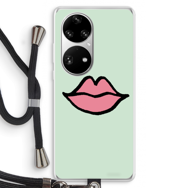 Kusje: Huawei P50 Pro Transparant Hoesje met koord