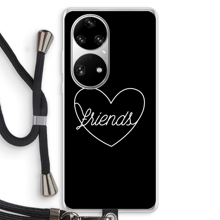 Friends heart black: Huawei P50 Pro Transparant Hoesje met koord