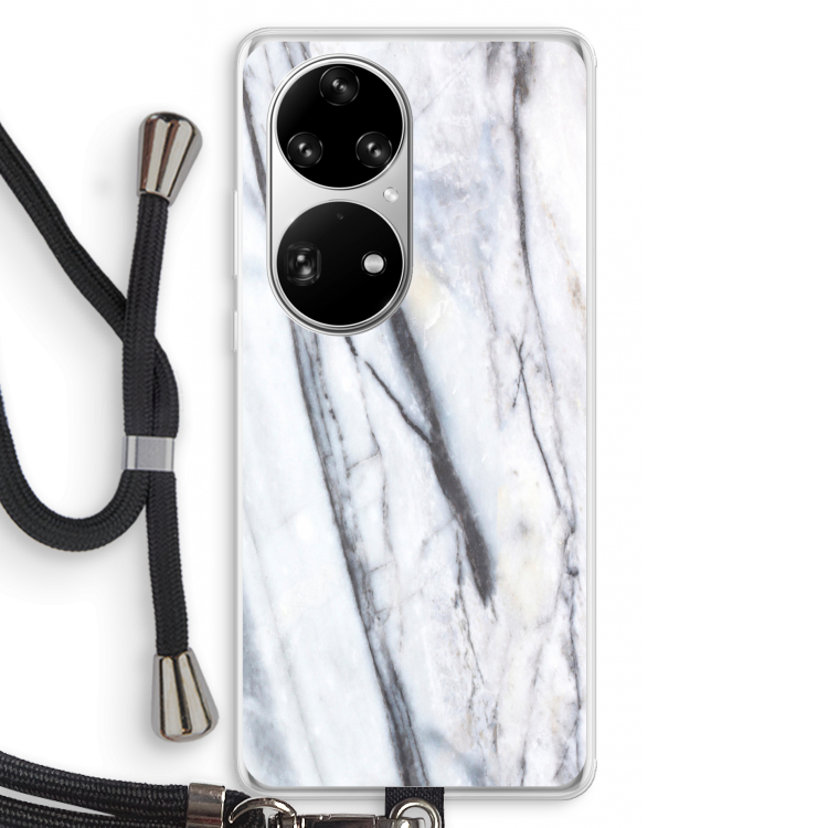 Gestreepte marmer: Huawei P50 Pro Transparant Hoesje met koord