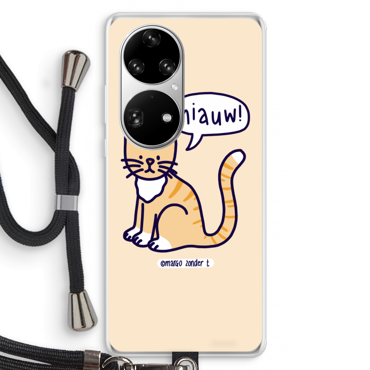 Miauw: Huawei P50 Pro Transparant Hoesje met koord