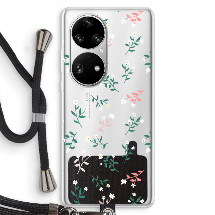 Small white flowers: Huawei P50 Pro Transparant Hoesje met koord