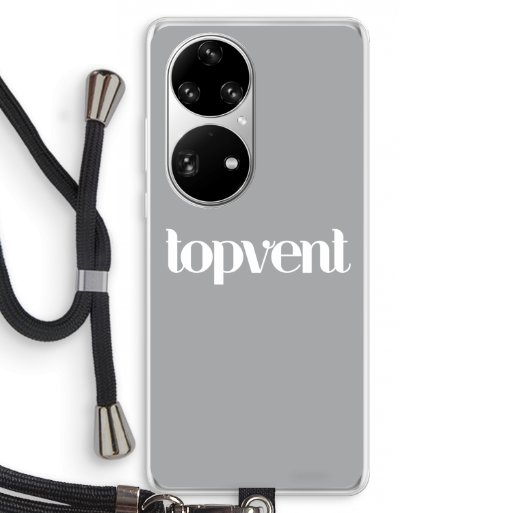 Topvent Grijs Wit: Huawei P50 Pro Transparant Hoesje met koord