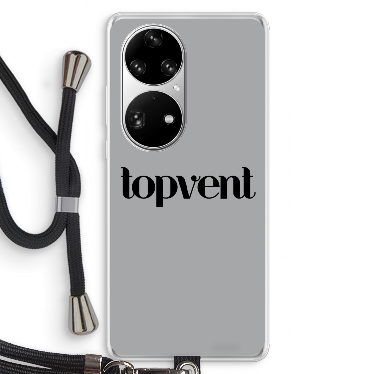 Topvent Grijs Zwart: Huawei P50 Pro Transparant Hoesje met koord