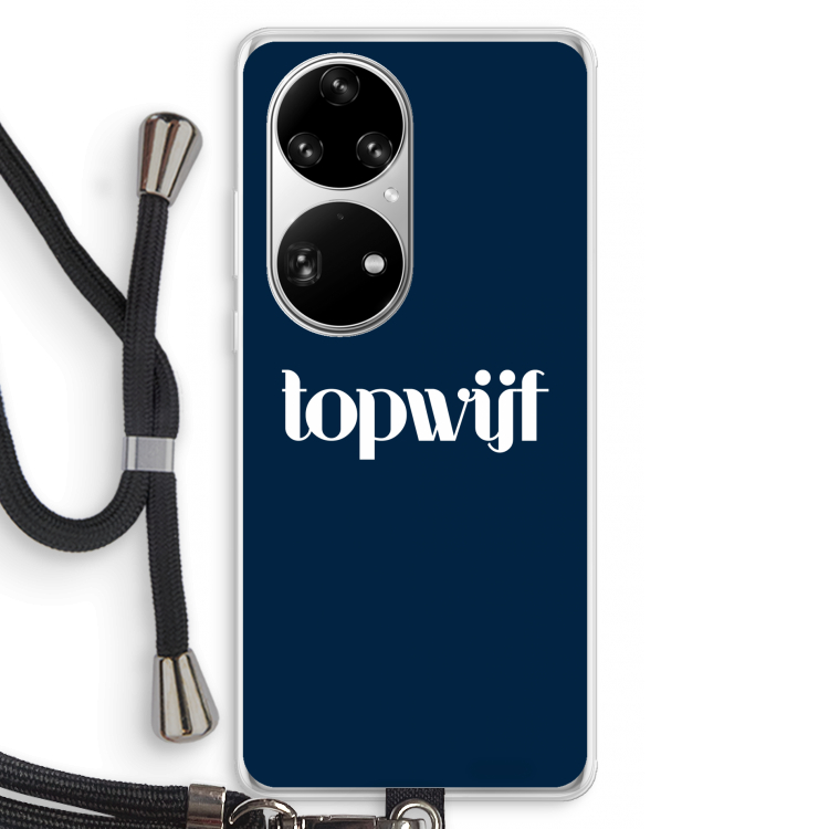 Topwijf Navy: Huawei P50 Pro Transparant Hoesje met koord