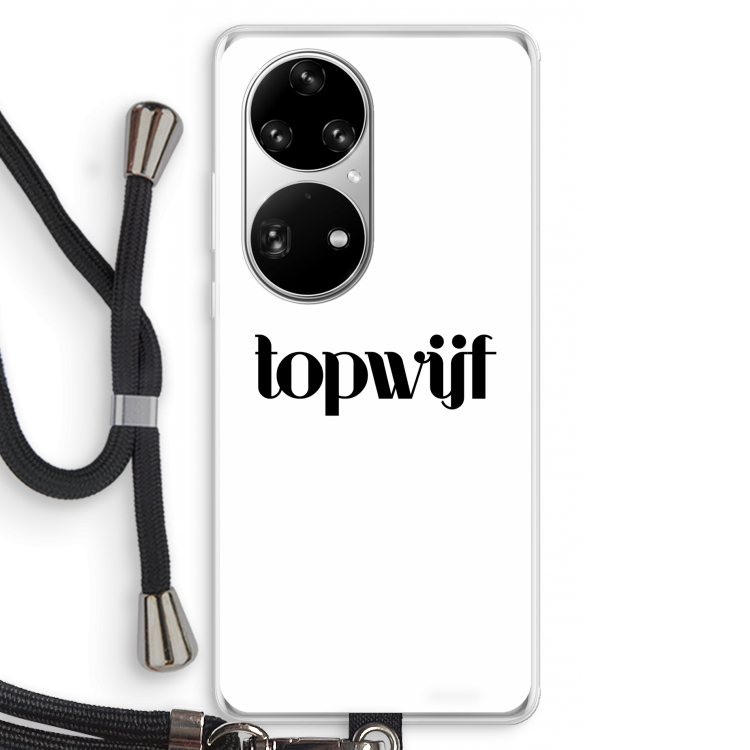Topwijf Wit: Huawei P50 Pro Transparant Hoesje met koord