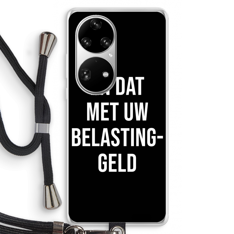 Belastinggeld - Zwart: Huawei P50 Pro Transparant Hoesje met koord
