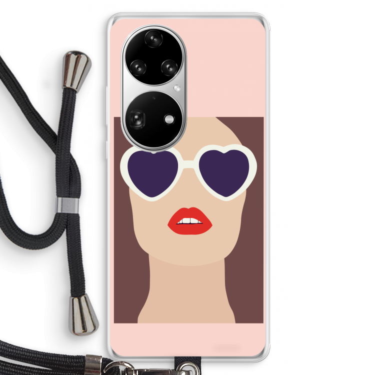 Red lips: Huawei P50 Pro Transparant Hoesje met koord