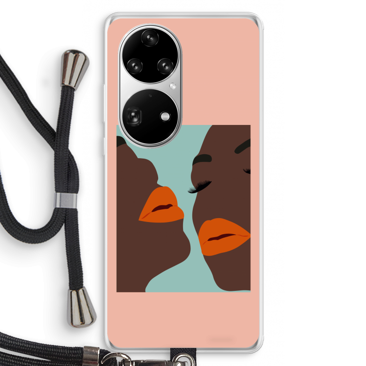 Orange lips: Huawei P50 Pro Transparant Hoesje met koord