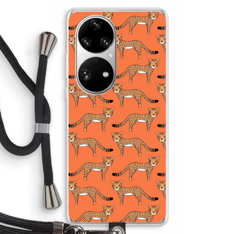 Cheetah: Huawei P50 Pro Transparant Hoesje met koord