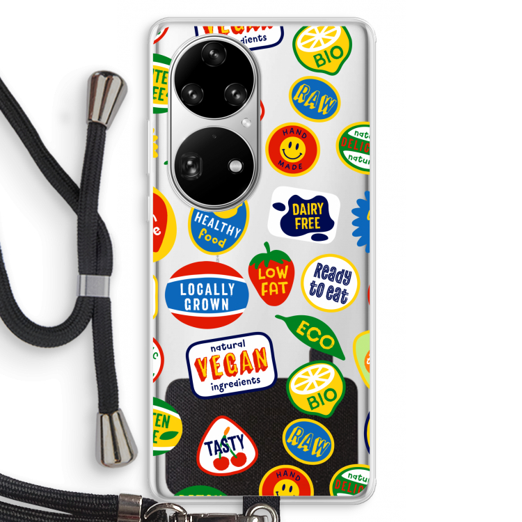 Fruitsticker: Huawei P50 Pro Transparant Hoesje met koord