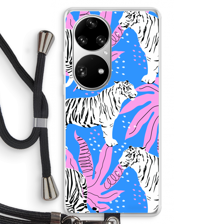 Tijger: Huawei P50 Pro Transparant Hoesje met koord