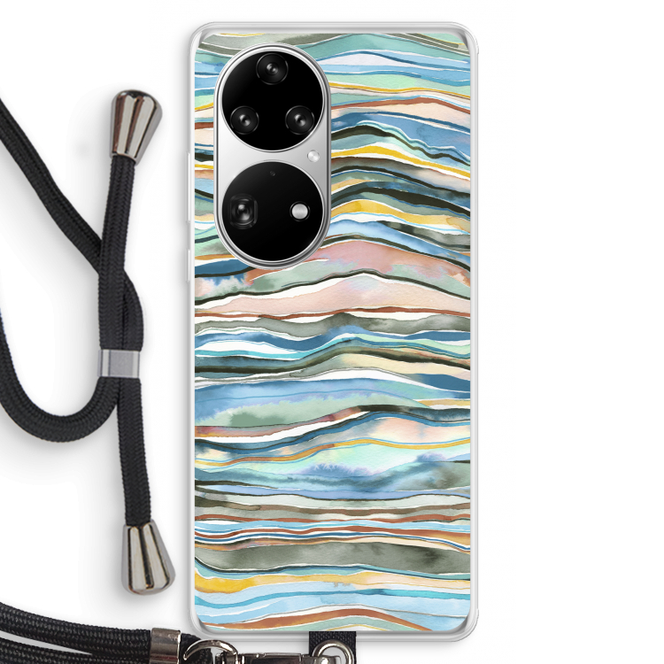 Watercolor Agate: Huawei P50 Pro Transparant Hoesje met koord