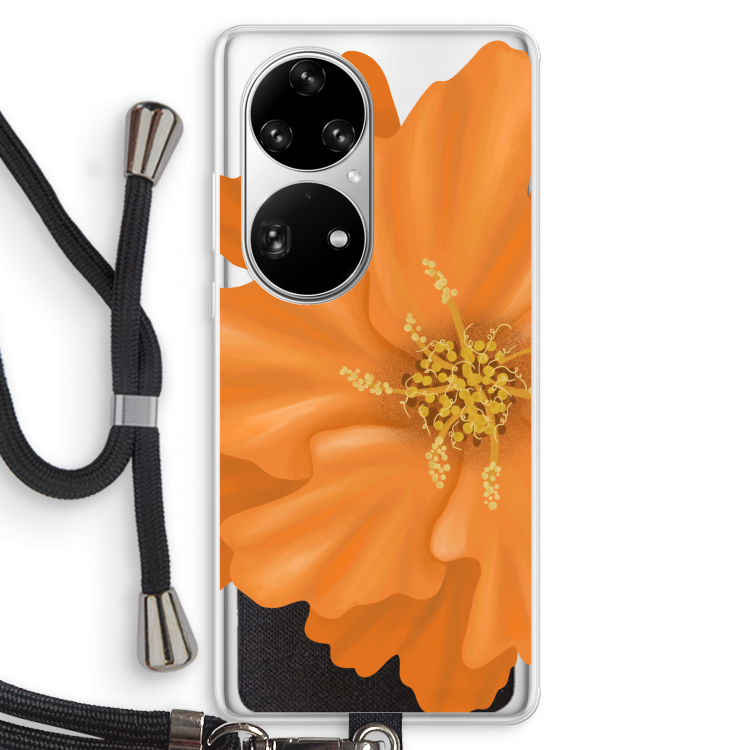 Orange Ellila flower: Huawei P50 Pro Transparant Hoesje met koord