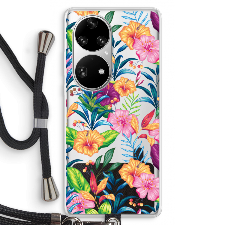 Tropisch 2: Huawei P50 Pro Transparant Hoesje met koord