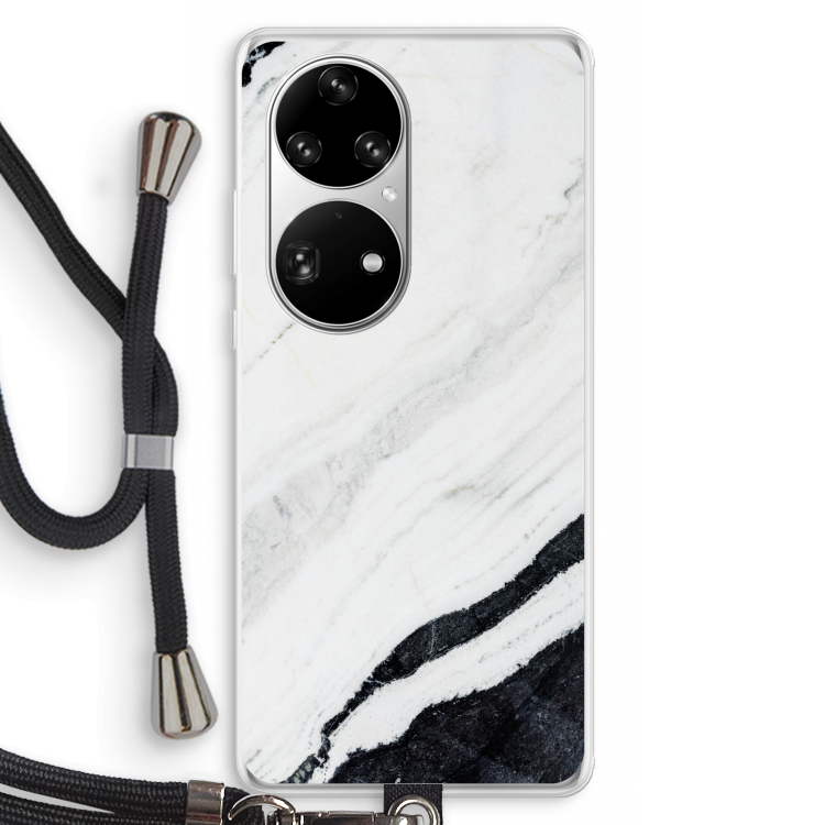 Elegante marmer: Huawei P50 Pro Transparant Hoesje met koord
