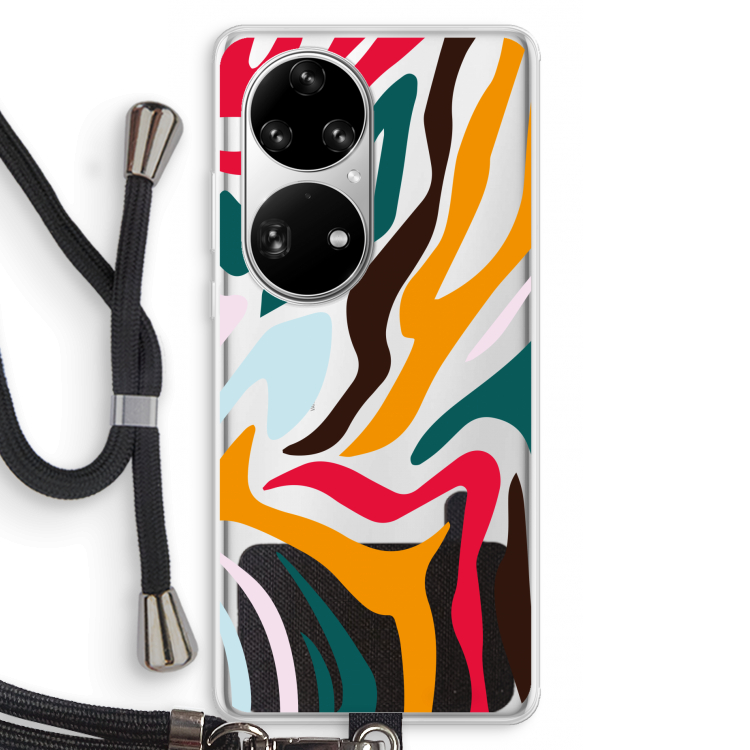 Colored Zebra: Huawei P50 Pro Transparant Hoesje met koord