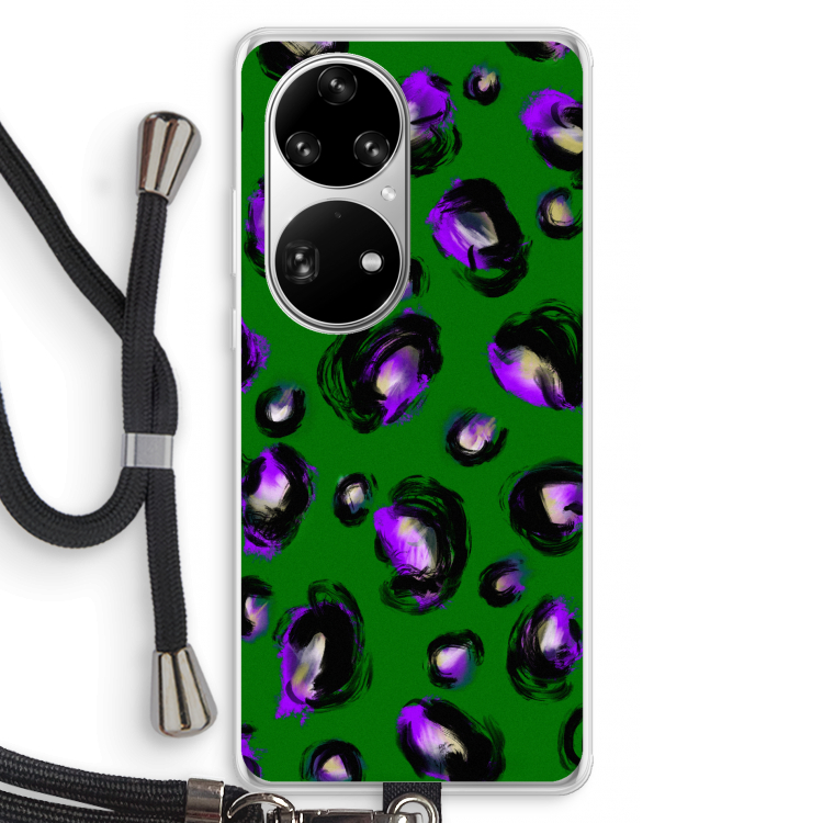 Green Cheetah: Huawei P50 Pro Transparant Hoesje met koord