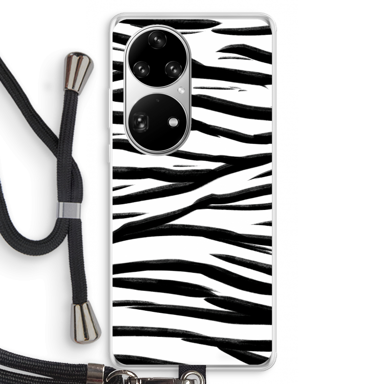 Zebra pattern: Huawei P50 Pro Transparant Hoesje met koord