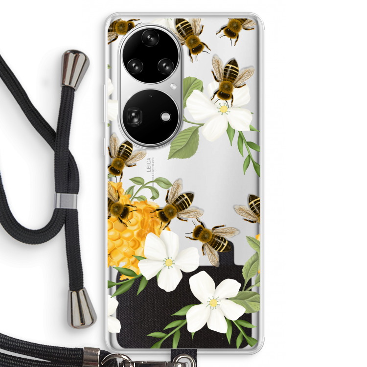 No flowers without bees: Huawei P50 Pro Transparant Hoesje met koord