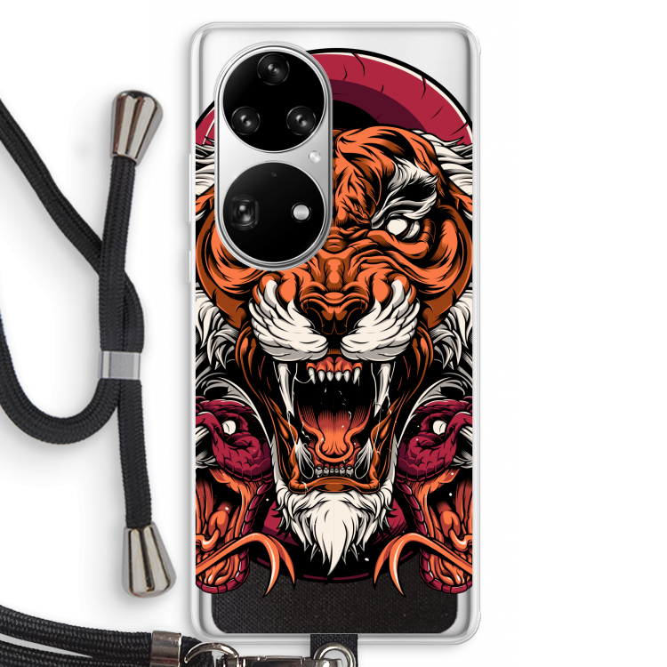 Tiger and Rattlesnakes: Huawei P50 Pro Transparant Hoesje met koord