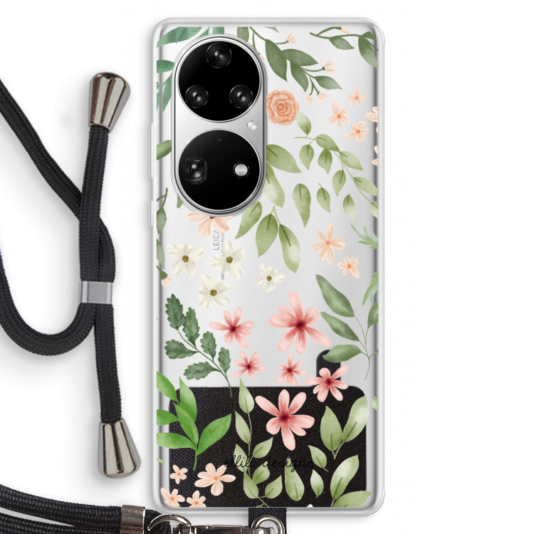 Botanical sweet flower heaven: Huawei P50 Pro Transparant Hoesje met koord