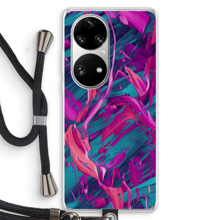 Pink Clouds: Huawei P50 Pro Transparant Hoesje met koord