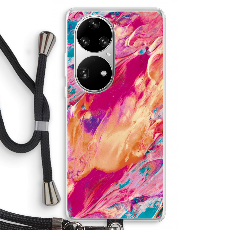 Pastel Echoes: Huawei P50 Pro Transparant Hoesje met koord