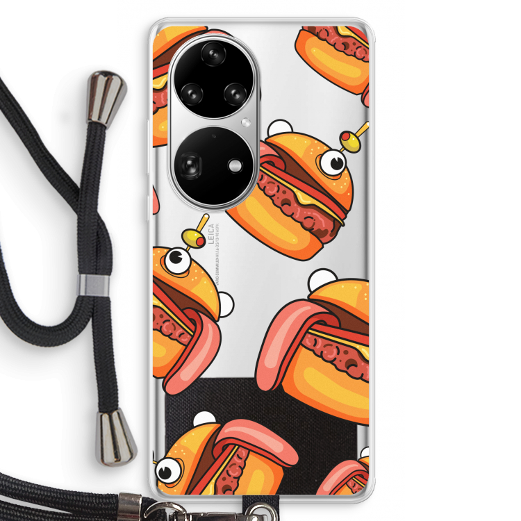 Hamburger: Huawei P50 Pro Transparant Hoesje met koord