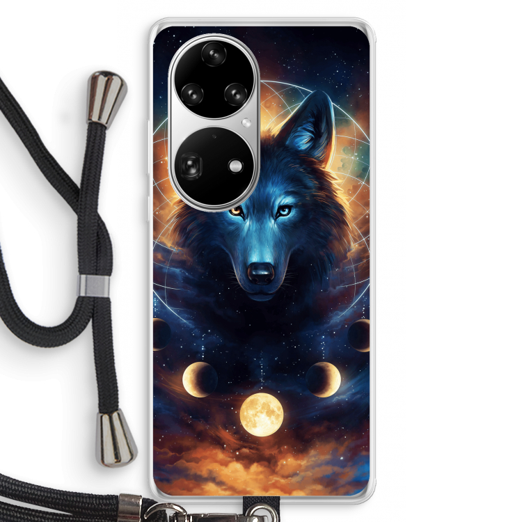 Wolf Dreamcatcher: Huawei P50 Pro Transparant Hoesje met koord