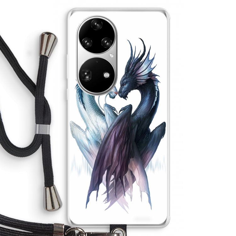 Yin Yang Dragons: Huawei P50 Pro Transparant Hoesje met koord