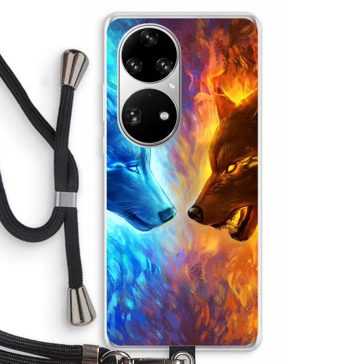 Fire & Ice: Huawei P50 Pro Transparant Hoesje met koord