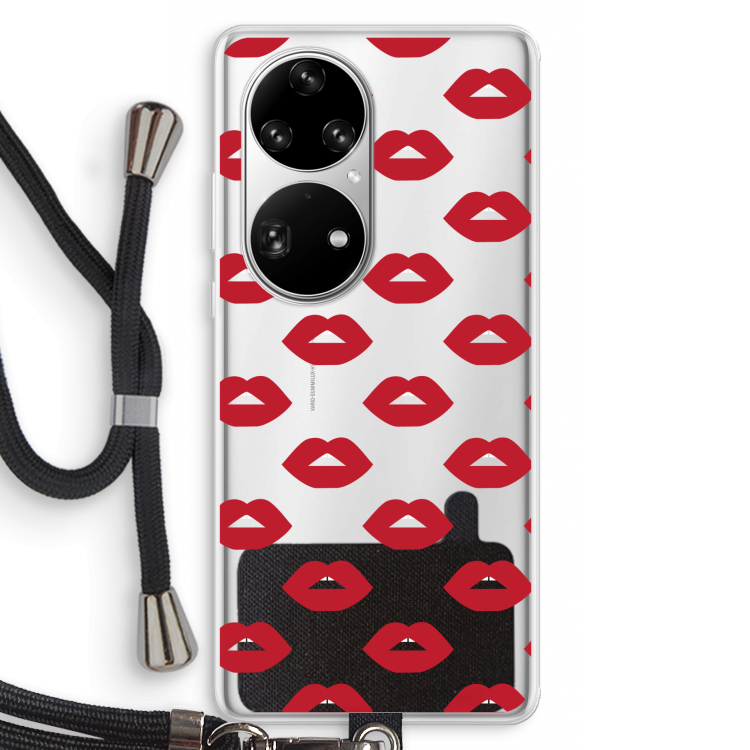 Lips: Huawei P50 Pro Transparant Hoesje met koord