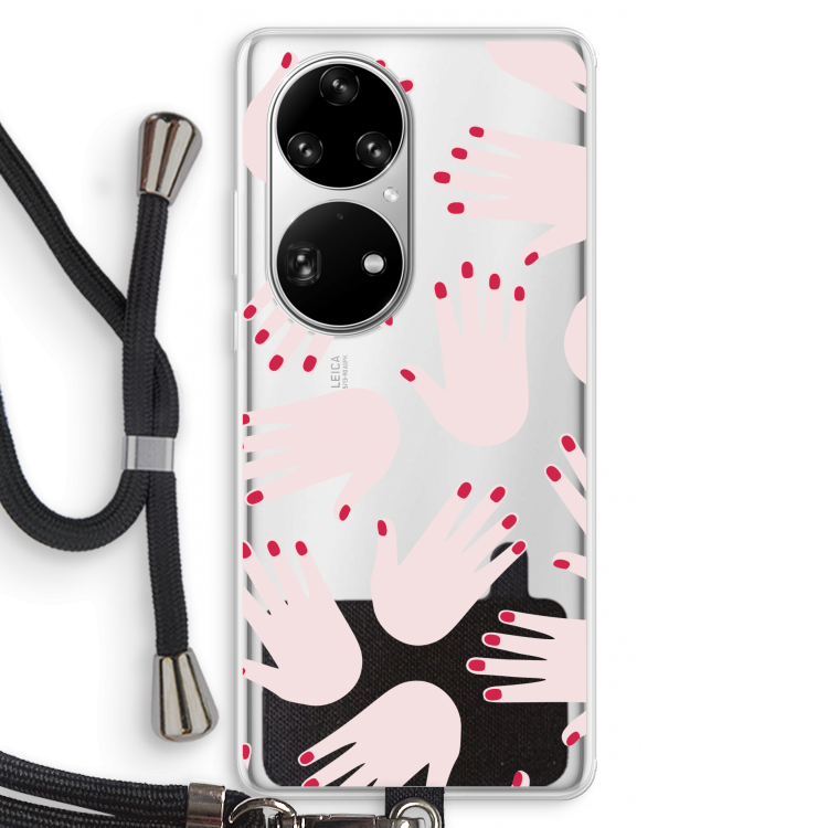 Hands pink: Huawei P50 Pro Transparant Hoesje met koord