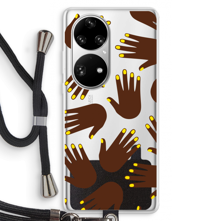 Hands dark: Huawei P50 Pro Transparant Hoesje met koord