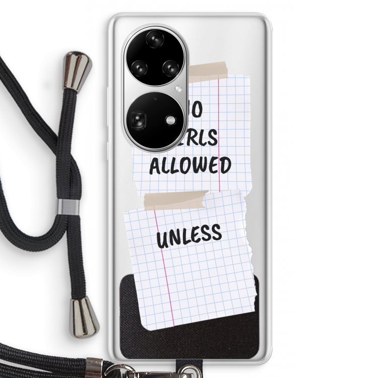 No Girls Allowed Unless: Huawei P50 Pro Transparant Hoesje met koord