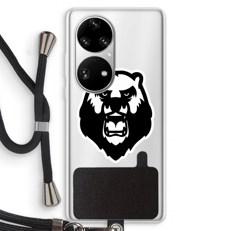 Angry Bear (white): Huawei P50 Pro Transparant Hoesje met koord