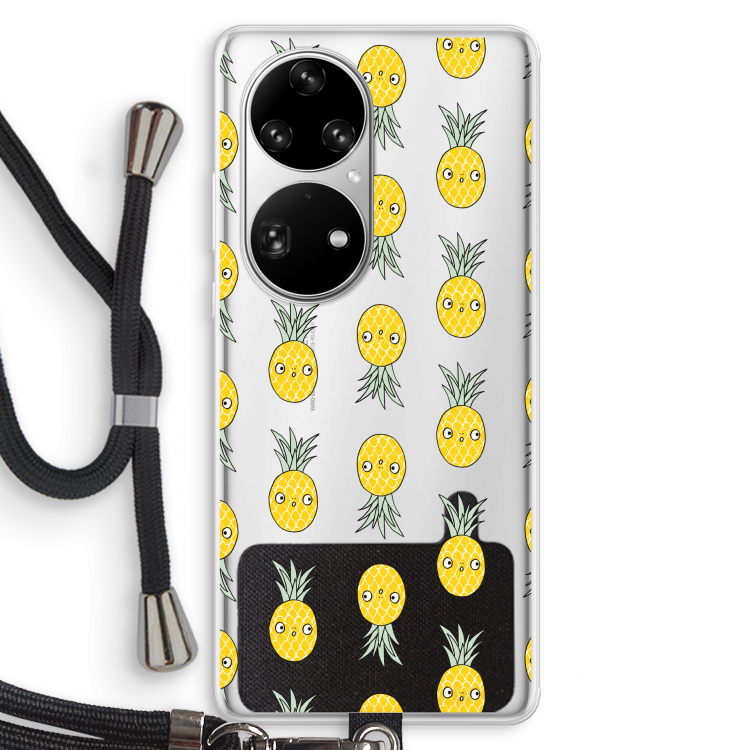 Ananas: Huawei P50 Pro Transparant Hoesje met koord