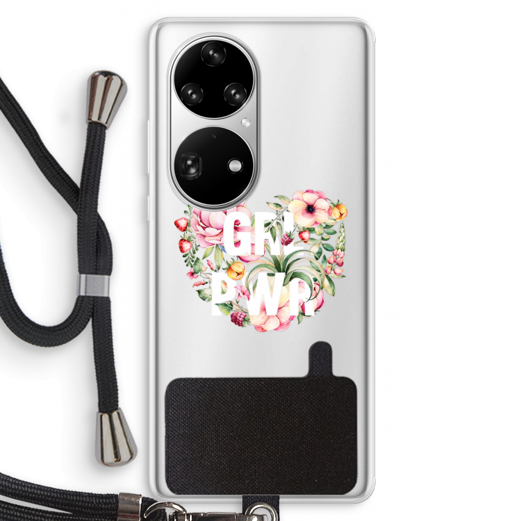 GRL PWR Flower: Huawei P50 Pro Transparant Hoesje met koord