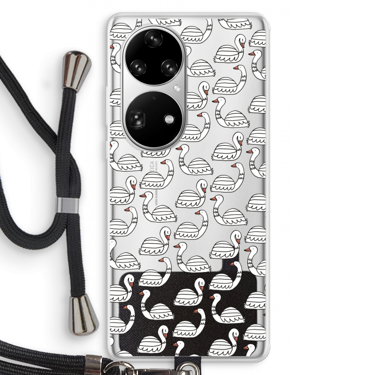 Zwanen: Huawei P50 Pro Transparant Hoesje met koord