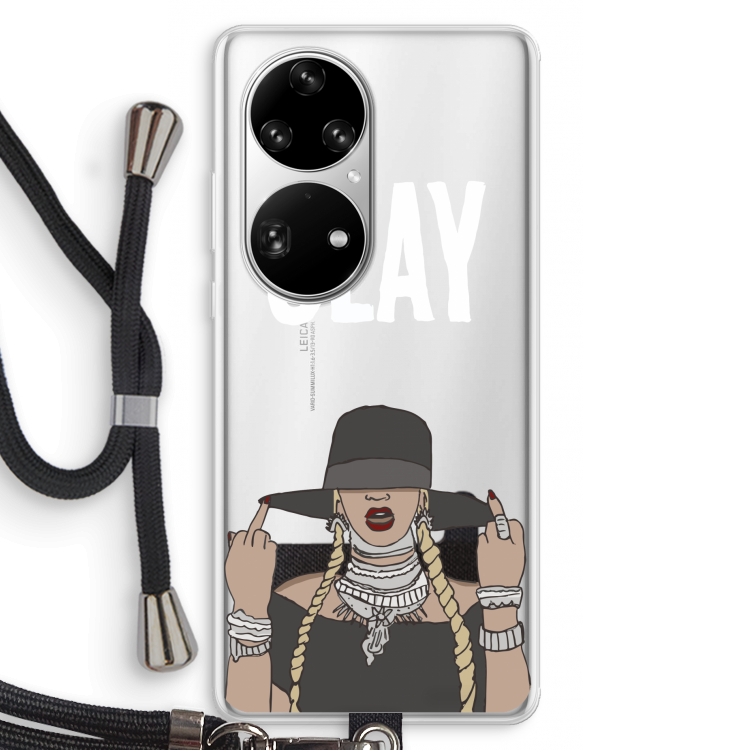 Slay All Day: Huawei P50 Pro Transparant Hoesje met koord