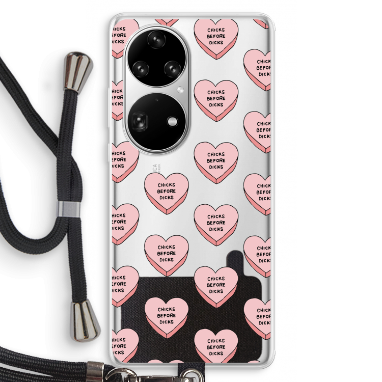 Chicks before dicks: Huawei P50 Pro Transparant Hoesje met koord