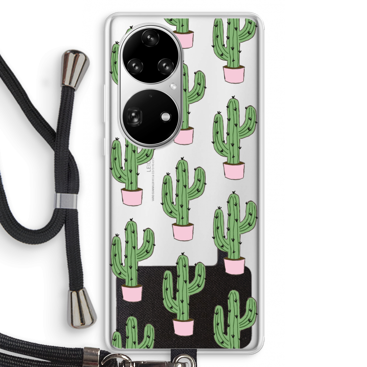 Cactus Lover: Huawei P50 Pro Transparant Hoesje met koord
