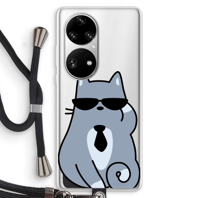 Cool cat: Huawei P50 Pro Transparant Hoesje met koord