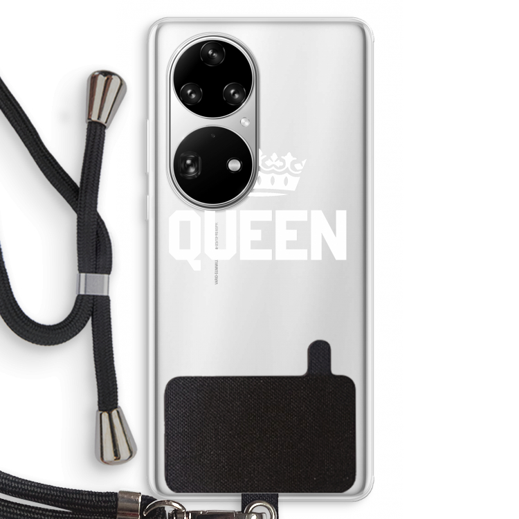 Queen zwart: Huawei P50 Pro Transparant Hoesje met koord