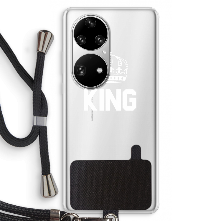King zwart: Huawei P50 Pro Transparant Hoesje met koord