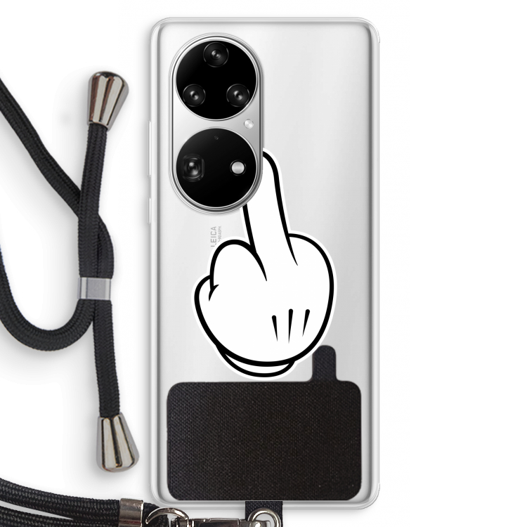 Middle finger black: Huawei P50 Pro Transparant Hoesje met koord