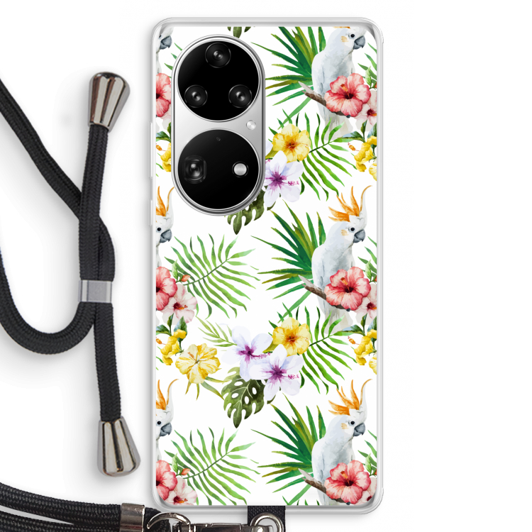 Gele kuif: Huawei P50 Pro Transparant Hoesje met koord