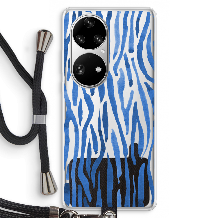 Blauwe nerven: Huawei P50 Pro Transparant Hoesje met koord