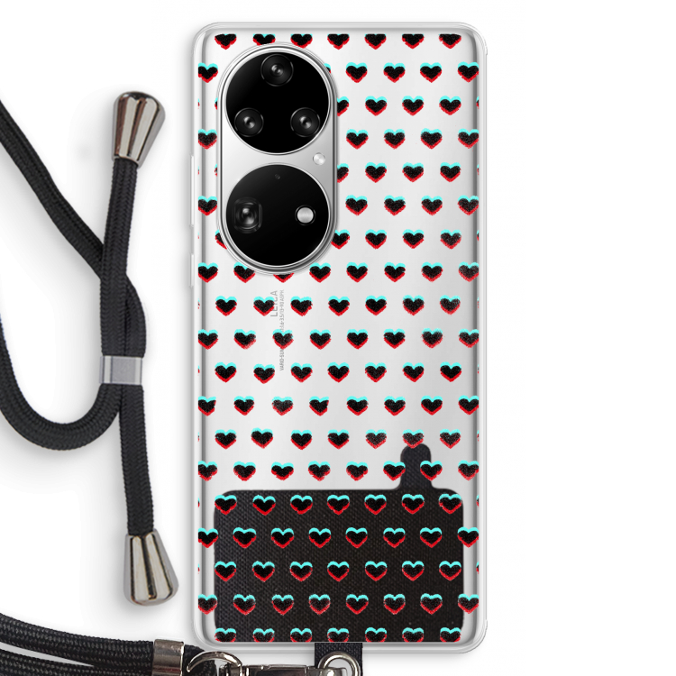 Hartjes: Huawei P50 Pro Transparant Hoesje met koord