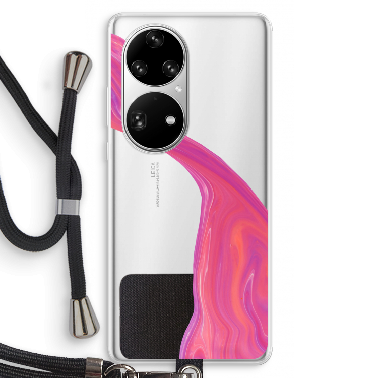 Paarse stroom: Huawei P50 Pro Transparant Hoesje met koord